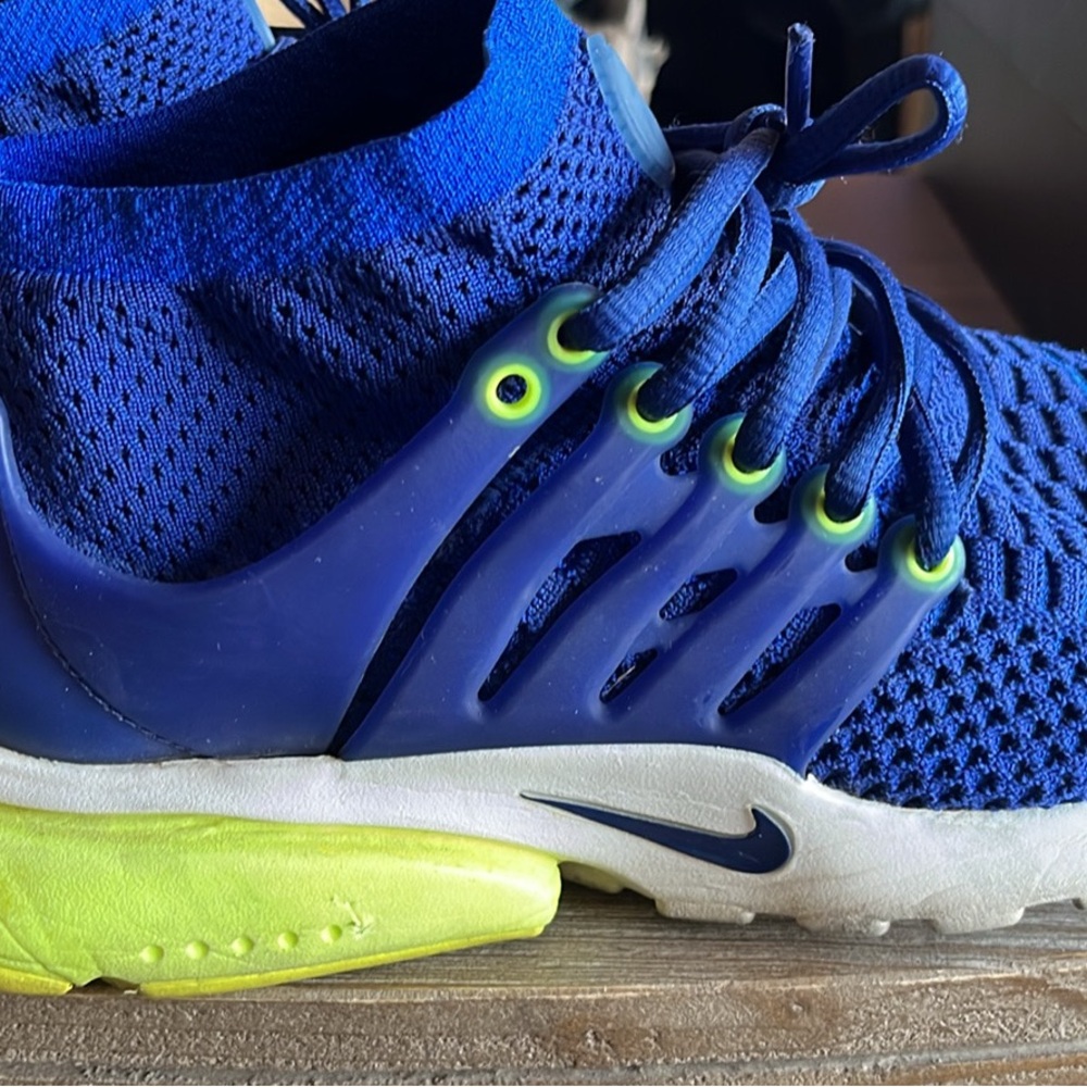 Nike Blue and Yellow Sneakers with Knit Mesh Design
